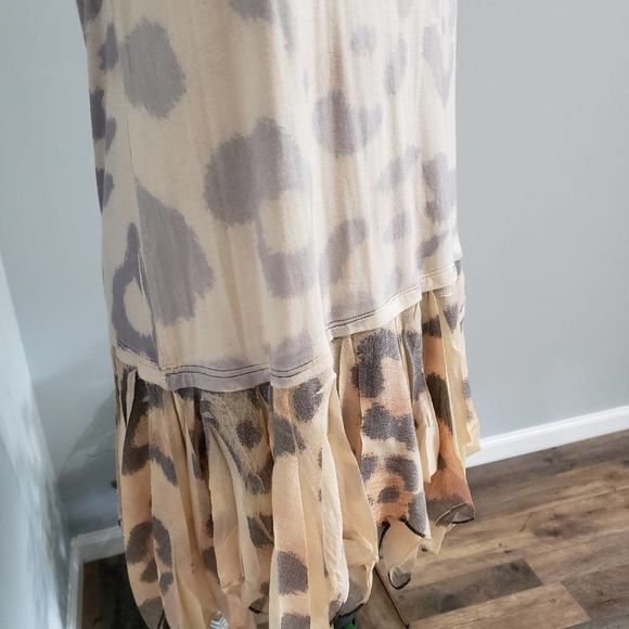 Origami Leopard Boho Gypsy Fringe Sleeveless Tunic Top Dress Large Layer Chic - Picture 9 of 13